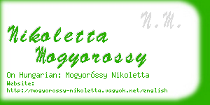 nikoletta mogyorossy business card